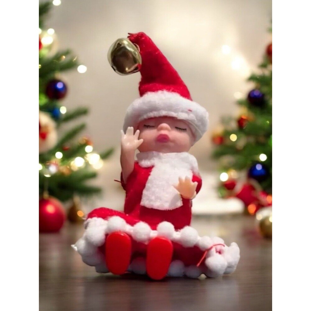 4 Tiny Christmas Baby Elf Ornaments Santa Dress Craft Dolls Hanging Adorable